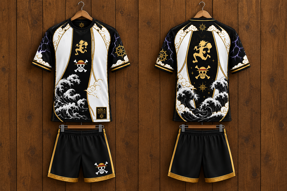 Camiseta One Piece Nika y Gran Ola con pantalón corto a juego