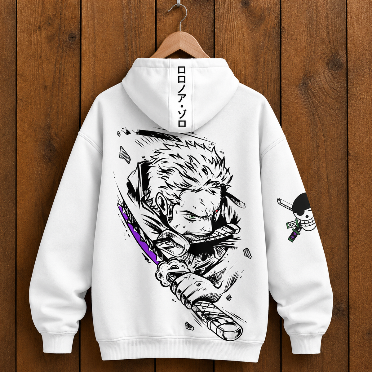 Sudadera Roronoa Zoro blanca - espalda