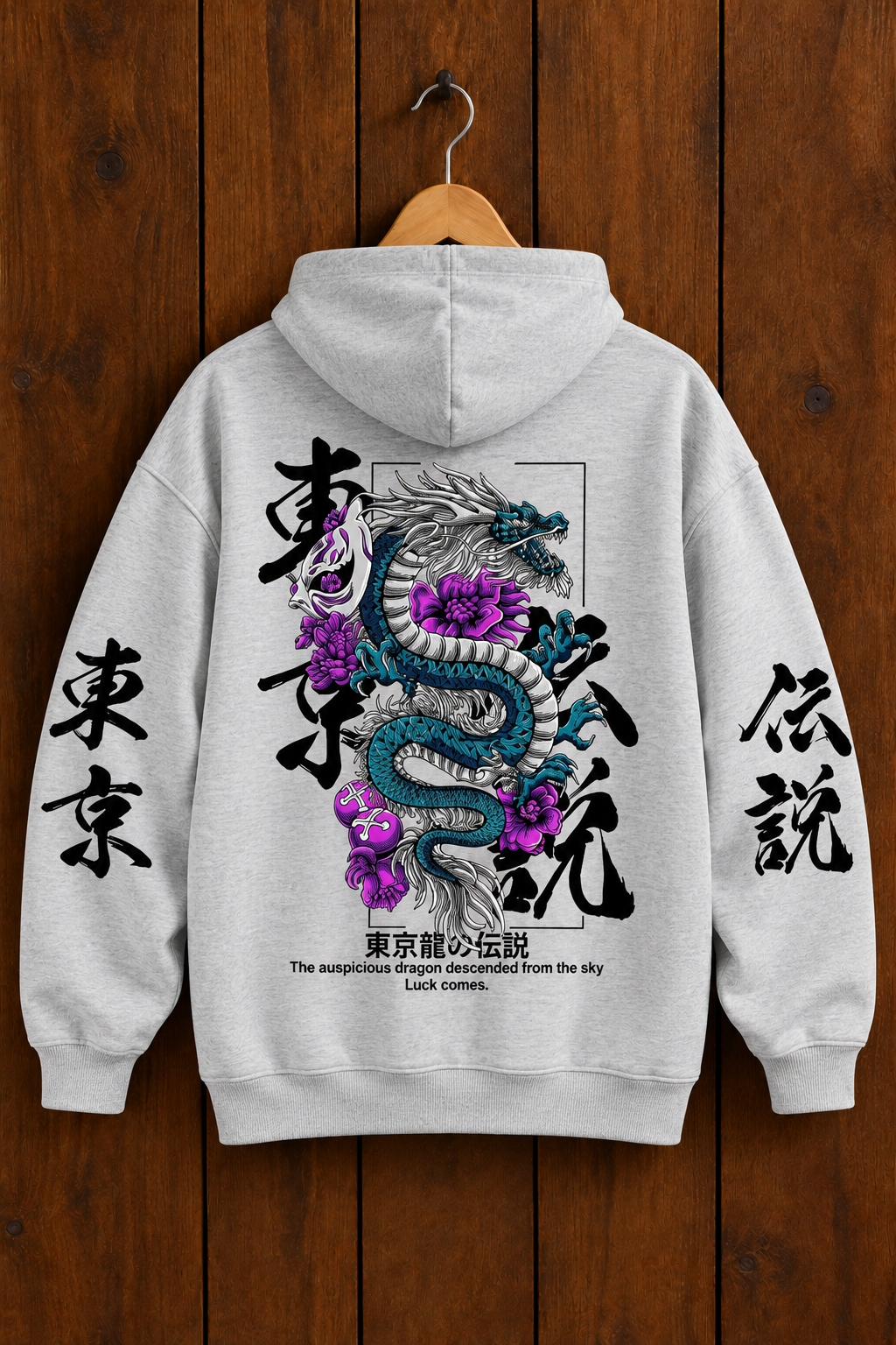 Sudadera Tokyo Dragon gris - espalda