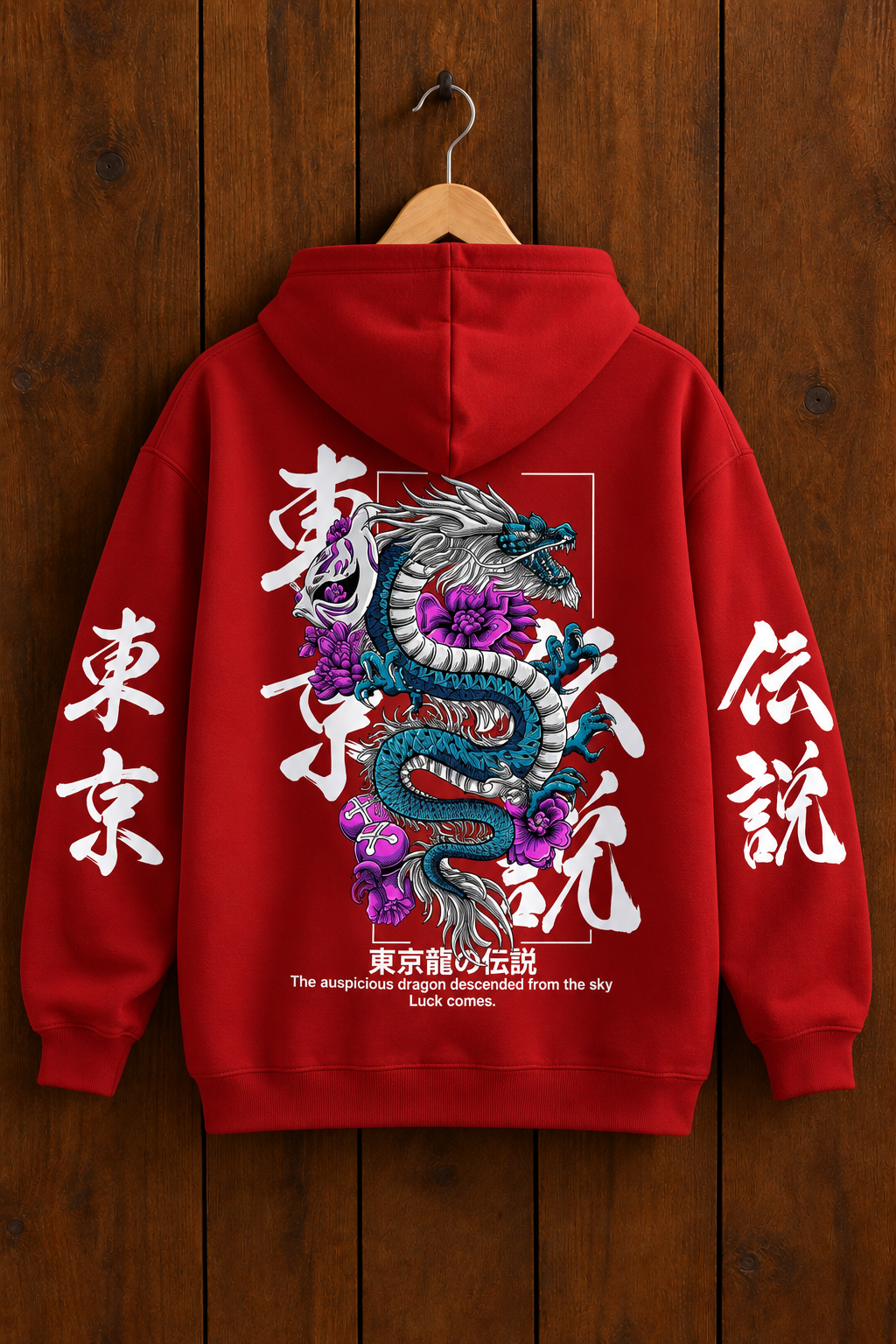 Sudadera Tokyo Dragon roja - espalda