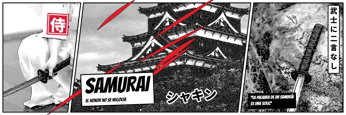 Banner manga Samurai: katana y castillo japonés